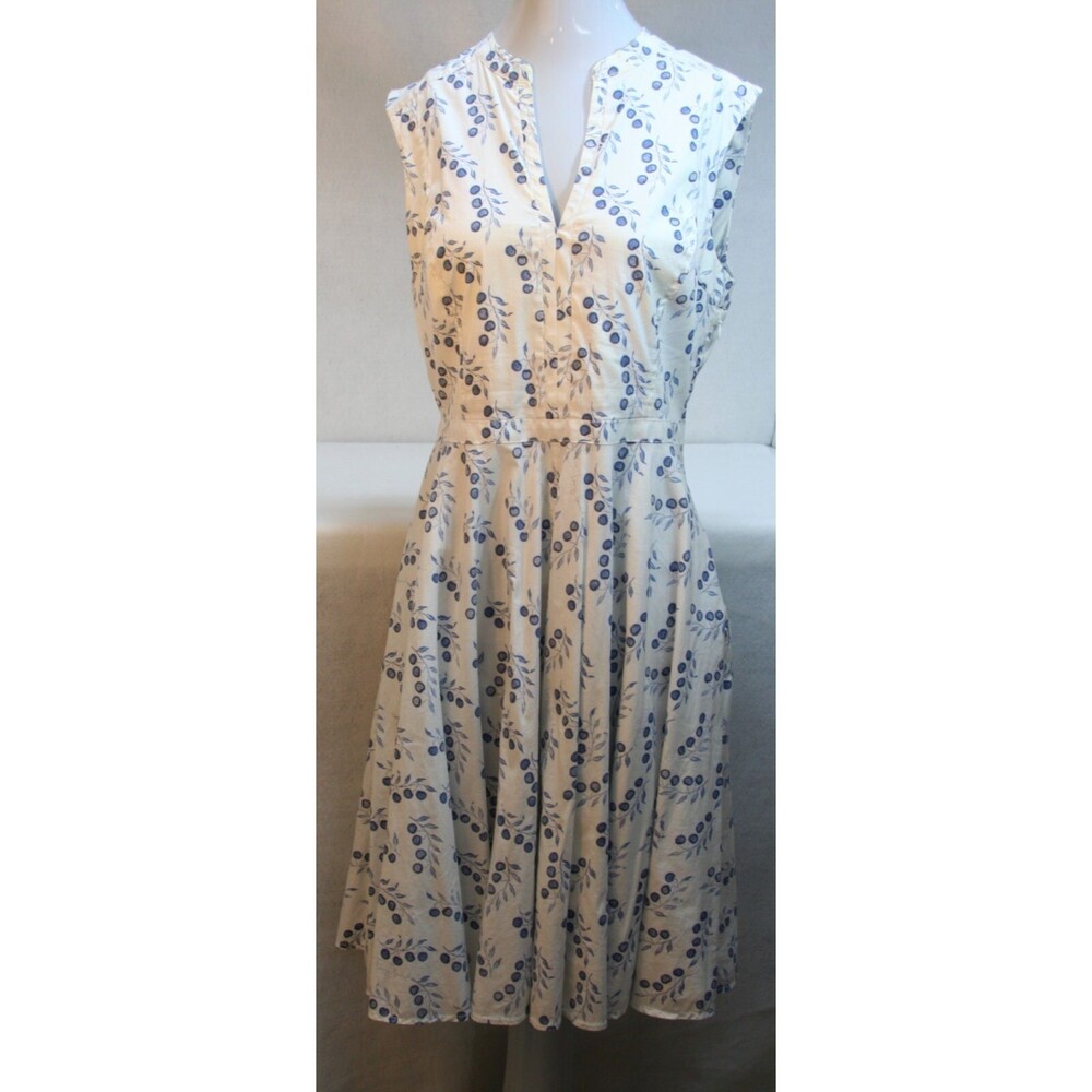 Tory Burch Talley Pippa Middleton Fit & Flare Day Dress 8 Blue Cherry Print sz 8